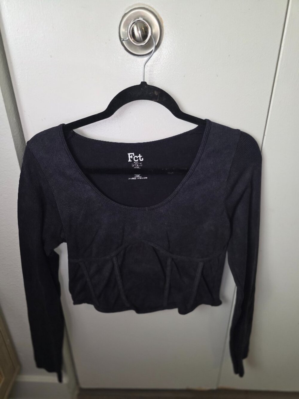 Women's Black and Grey Crop-top